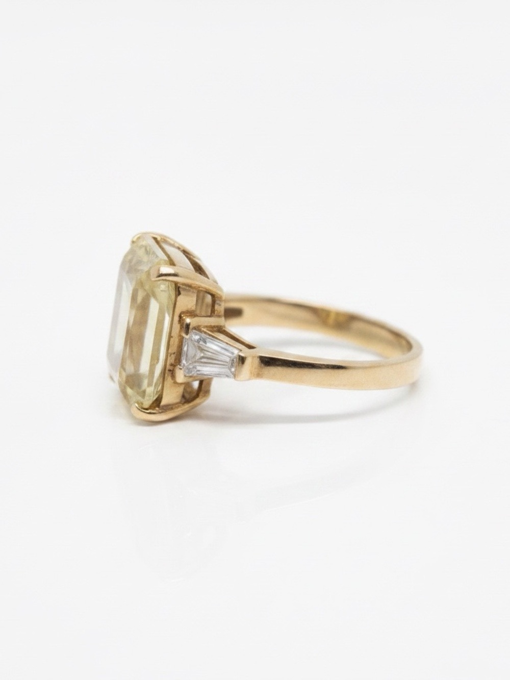 Sterling Silver 925 Gold-Tone Large Yellow & White CZ Ring - Size 7